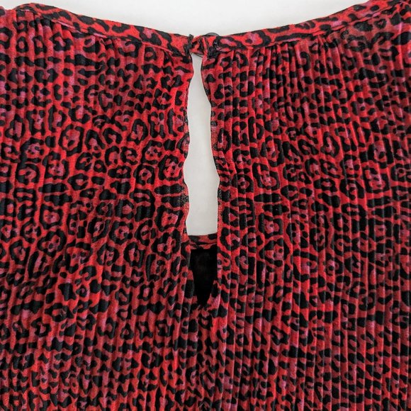 ZARA Women's Long Sleeve Crinkled Top Blouse Size M Red Black NWOT - Picture 5 of 7